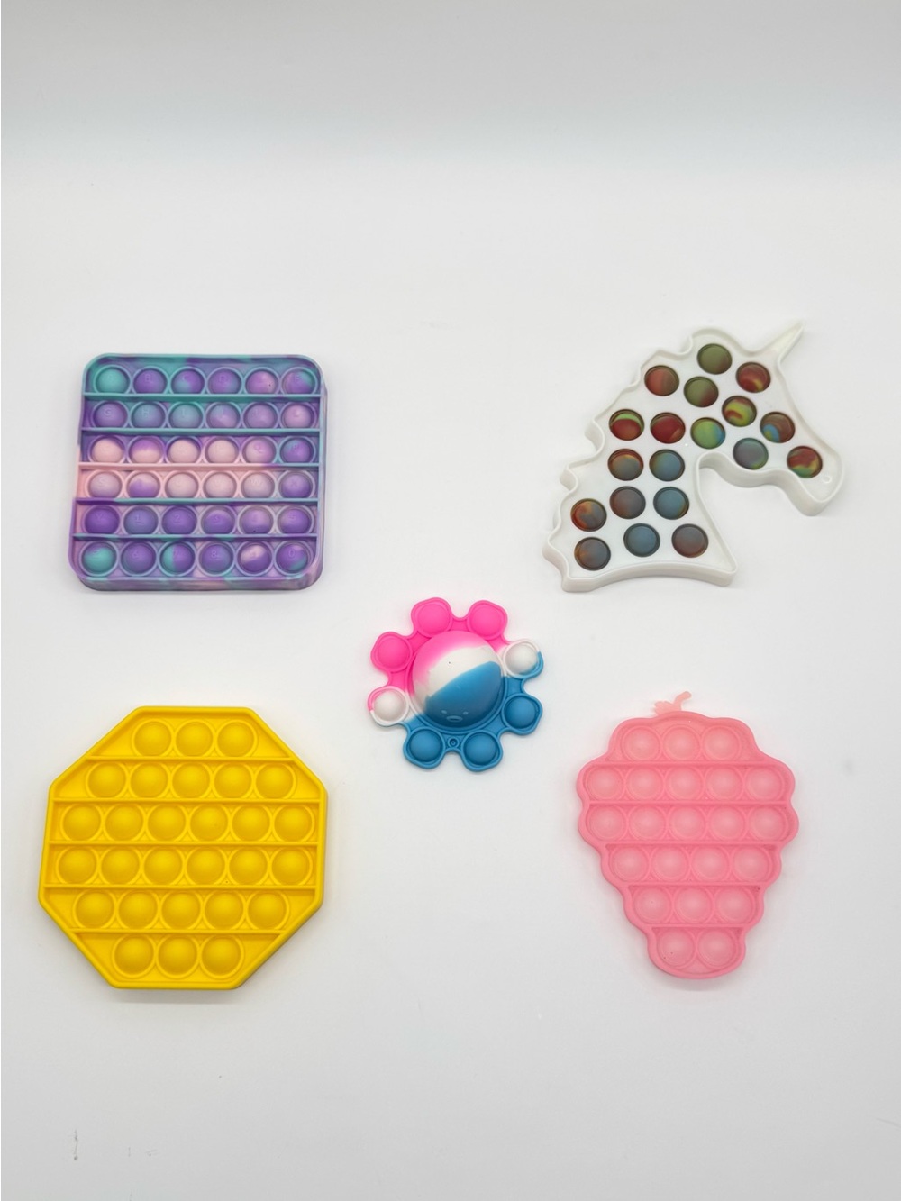 Mixed Multicolor Pop it Fidget Toy Bundle (11 pcs) Unicorn & Shapes-Sensory Lot - Picture 3 of 5